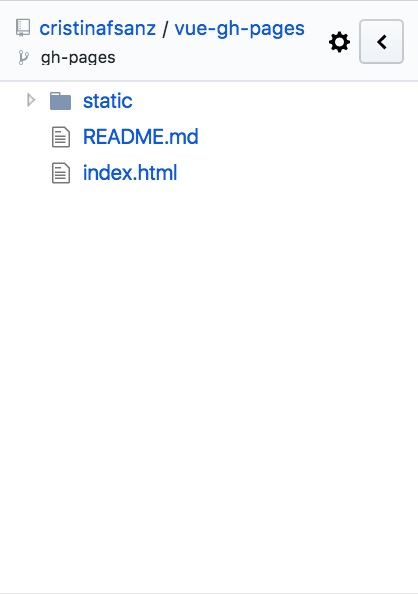 Código Vue gh-pages en GitHub